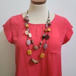 Versona wooden Plactic beaded Necklace